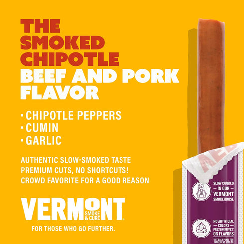 1oz 24 count Snack Sticks by Vermont Smoke & Cure Smoked Chipotle Beef & Pork Healthy Meat Protein Jerky Stick carton
