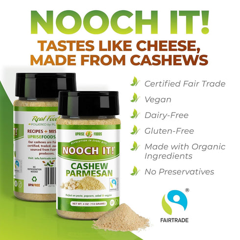 4oz NOOCH IT Cashew Parmesan Cheese | Dairy-Free, Organic, Fair Trade, Non-GMO, Gluten-Free | Plant-Based Cashew Cheese