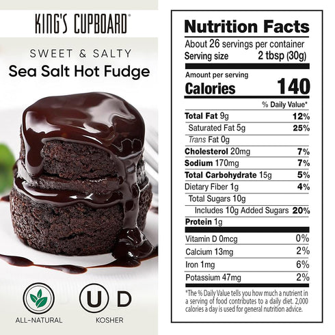 27 oz, Pack 2 King's Cupboard Sea Salt Hot Fudge Chocolate Sauce - The Perfect Hot Fudge Sauce for Topping Ice Cream