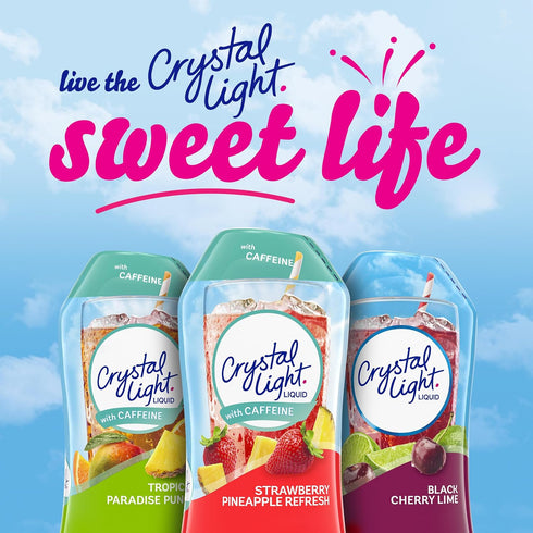 1.62 oz (Pack 3) Crystal Light Liquid Strawberry Pineapple Refresh Naturally Flavored Drink Mix with Caffeine, fl