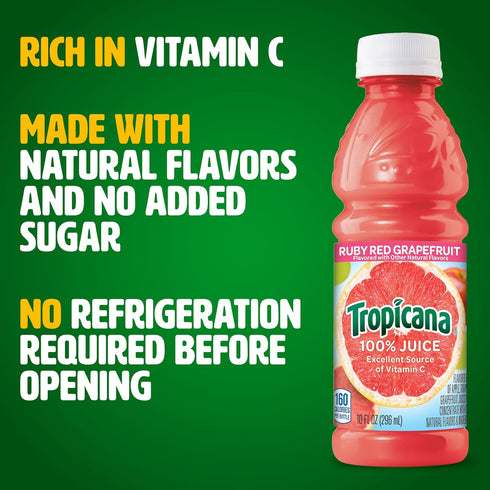 10 (Pack 24) Tropicana Ruby Red Grapefruit Juice, Ounce
