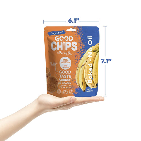 0.7 oz Pack 12 Baked Sweet Plantain Crisps by GOOD CHIPS! Crispy, Crunchy, Oil-Free, Healthy Maduritos - bags