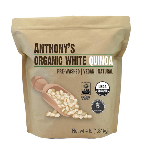 Anthony's Organic White Whole Grain Quinoa, 4 lb, Gluten Free & Non