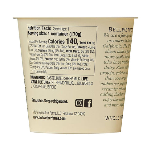 Bellwether Farms 6 oz , Sheep Milk Yogurt, Plain