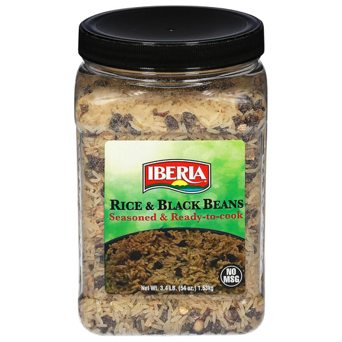 3.4 lb., Iberia Rice & Black Beans, Completely Seasoned & Ready to Cook, Nutritious & Delicious Rice and Beans