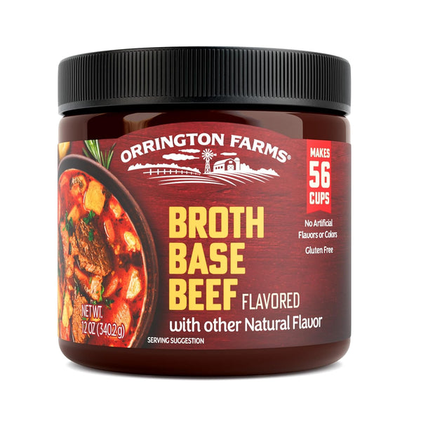 Orrington Farms Beef Flavored Broth Base, Granulated Bouillon, 12 oz Jar