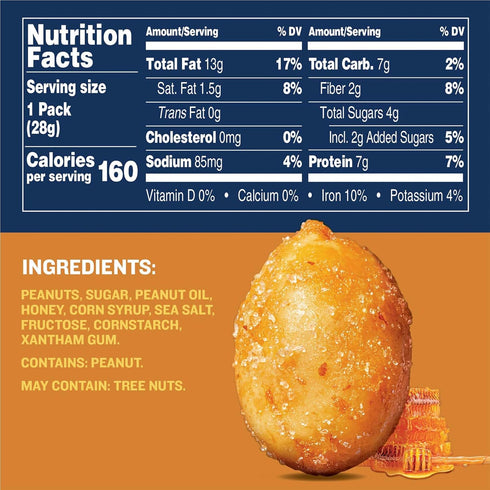 10 1 oz Packs, Pack 6 Planters Honey Roasted Peanuts, ct Box