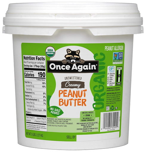 Once Again Organic Creamy Peanut Butter, 5lb Pantry Pal (same as 5