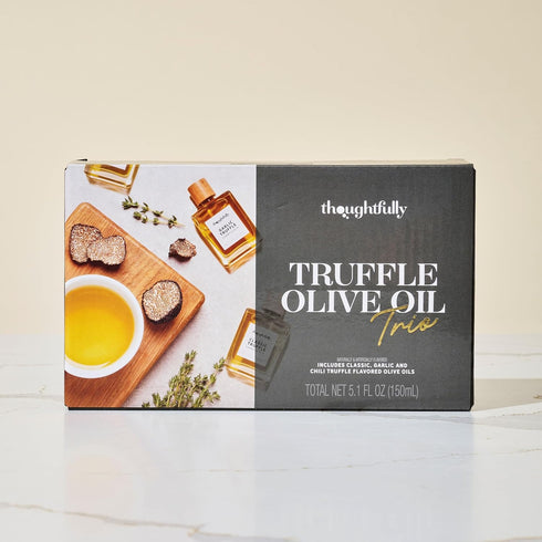 1.7 oz Set 3 Thoughtfully, Truffle Oil Trio, Includes Classic, Garlic, and Chili Truffle Infused Olive Oil in Glass