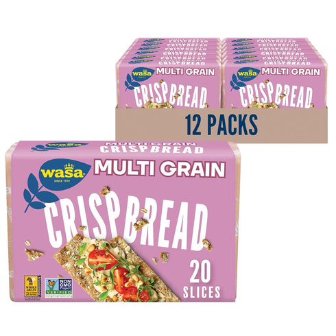 Wasa Multi Grain Crispbread, 9.7 oz (Pack of 12), Multigrain Crackers, Non-GMO