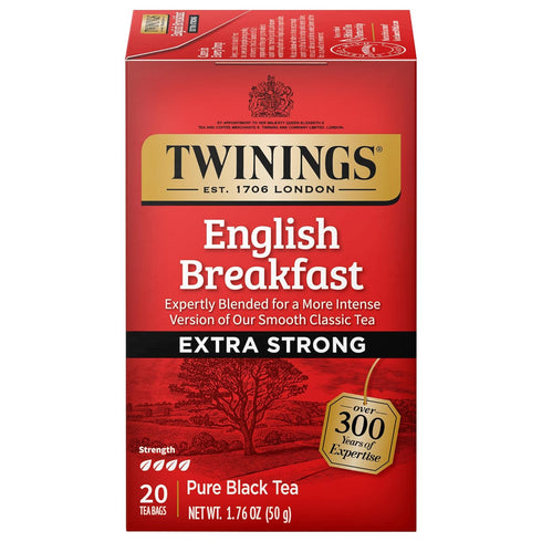 Twinings English Breakfast Extra Strong Black Tea Individually Wrapped Bags, 20 Count