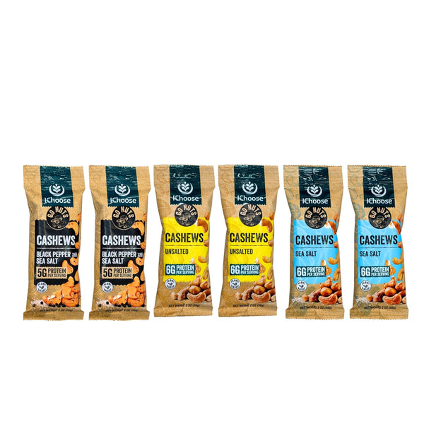 IChoose Cashews Variety Pack, 2 oz Individual Snack Packs (6 Count Trio