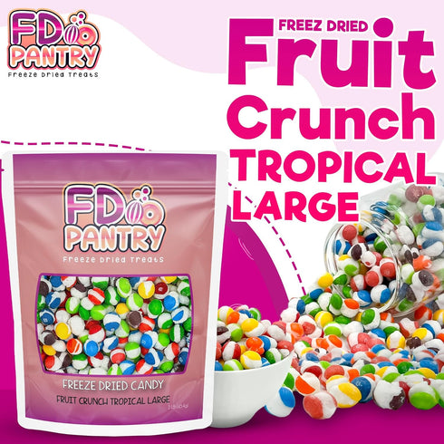 16 oz, Fruit Crunch Tropical Freeze-Dried Candy, Tropical Fruit Flavors, Large Pouch, Ideal Gift Snack Treat