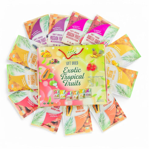 Pack 12 480 CHAVI Soft Dried Exotic Tropical Fruits | of | Gift Box - Low or No Sugars or Preservatives - Non-GMO