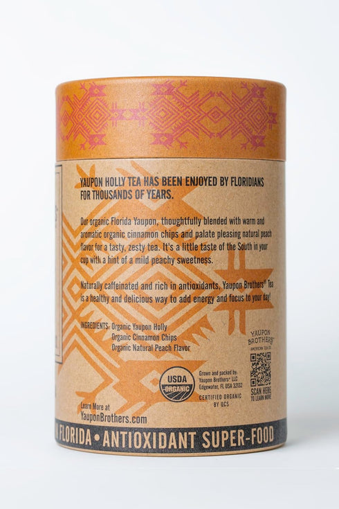 Yaupon Brothers Spiced Peach Yaupon Tea - 16 Eco-Friendly Tea Bags with Organic Peach Ingredients