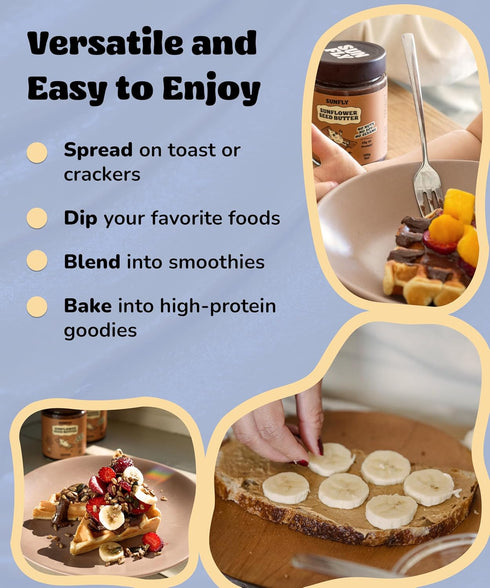 2x11.6oz SUNFLY Sunflower Butter, Vegan, Nut-Free, High Protein Spread, Rich in Vitamins & Minerals, Plant-Based Peanut