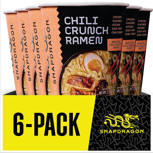 6 Pack Pack Snapdragon Chili Crunch Ramen Cup Noodles - Instant Ramen Bowl with Authentic Wheat Noodles, Soup Sauce