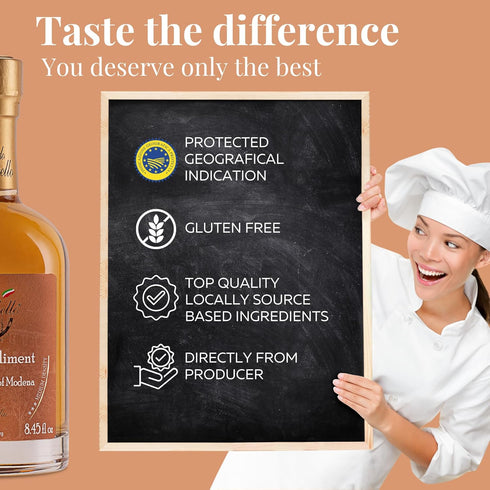 8.45 fl.oz. (250ml), White Balsamic Vinegar of Modena White Condiment with Balsamic Vinegar for Salads, Fish, Meat