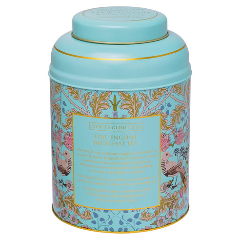 240 New English Teas Song Thrush & Berries Tea Tin in Mint Green with English Breakfast Teabags
