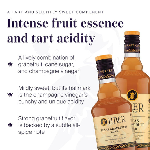 (12.7 oz) 55% Liber & Co. Texas Grapefruit Shrub - Craft Cocktail Mixer with Rio Red Grapefruit Juice & Champagne