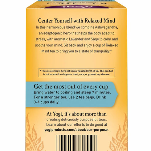 (6 Pack) 96 Yogi Tea - Relaxed Mind - Supports Tranquility - Calming Tea with Gotu Kola and Lavender - Caffeine Free