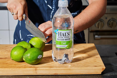Hal's New York 20 Oz (Pack 24) Seltzer Water, Lime Sparkling Water, Fl Bottles