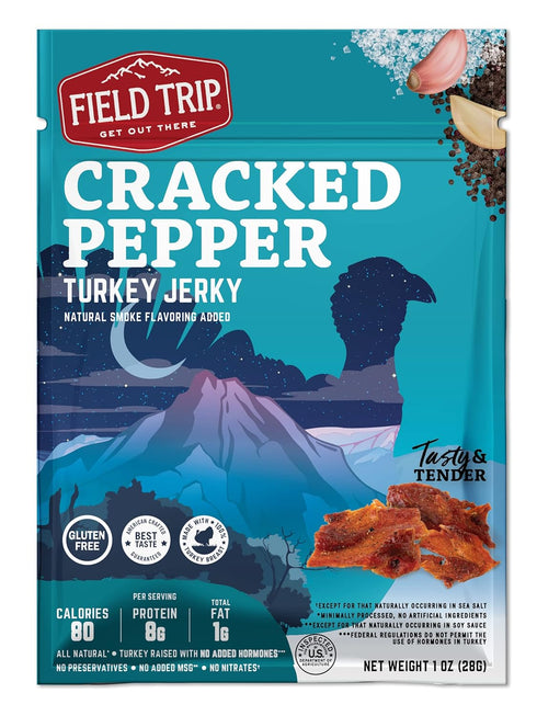 1oz 12 Pack Field Trip Turkey Jerky, Gluten Free, Low Carb, Healthy High Protein Snacks, No Nitrates, All Natural