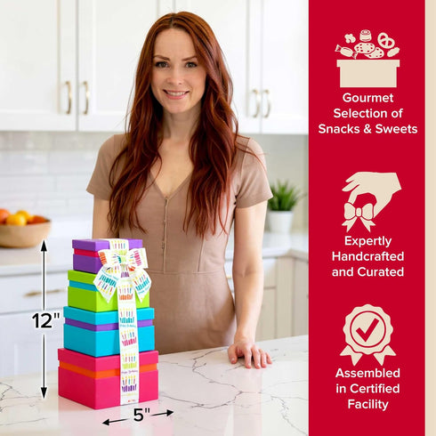 Birthday Snack Box Tower - Broadway Basketeers Gift Basket