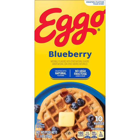 10 (Frozen) Eggo Blueberry Waffles, Breakfast Food, Natural Flavors, Waffles