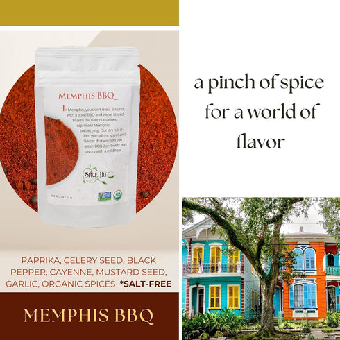 1lb Pack Spice Hut - Memphis-Style BBQ Dry Rub Seasoning Mix, Organic, No Salt, Southern Barbecue Spice Blend for Beef