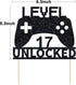 Level 17 Unlocked Cake Topper, Video Game Cake Topper, Game Controller Cake Topper for 17th Birthday Party Decoration
