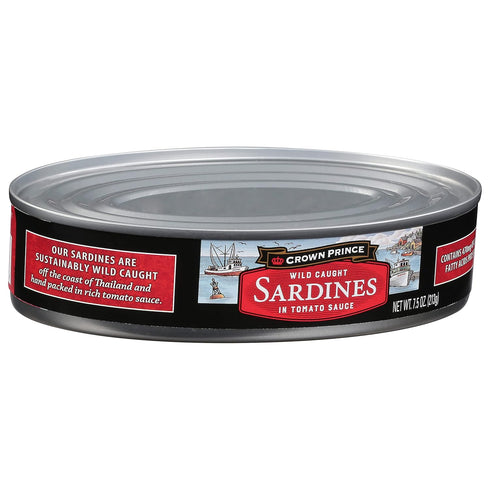 7.5-Ounce (Pack 12) Crown Prince Sardines in Tomato Sauce, Cans