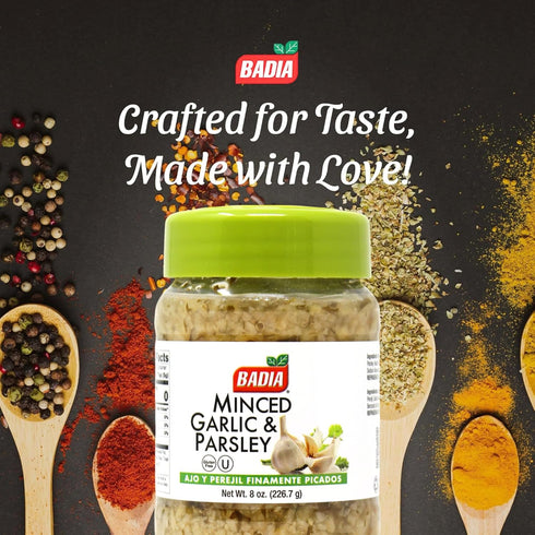 8 oz Badia Minced Garlic & Parsley, Aromatic Garlic and Fresh Parsley Blend