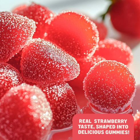 8 oz Gummy, Gummies Guatemalan Strawberry Candy Gelatin Based Soft and Chewy, Light Sugar Coated, Bulk Jelly Fruit