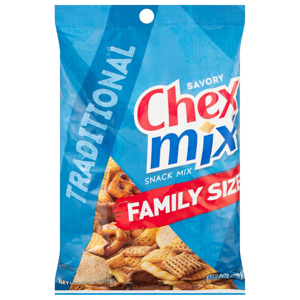 Chex Mix Traditional Original Recipe Snack Mix, Savory Snack Bag, Family Size, 13.5 oz