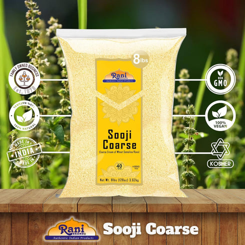 128oz (8lbs) 3.63kg Rani Sooji Coarse (Farina, Suji, Rava, Rawa, Wheat Semolina) Flour Bulk ~ All Natural | Vegan |