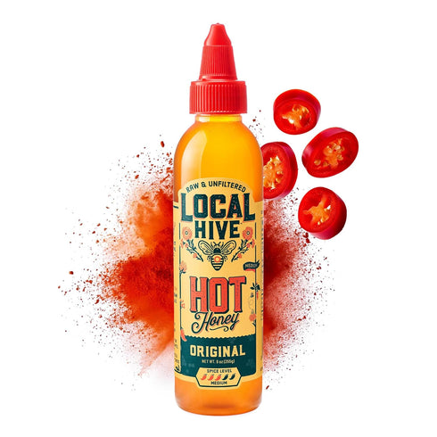 Local Hive Original Hot Honey 9 oz, Sweet & Spicy, Natural Raw