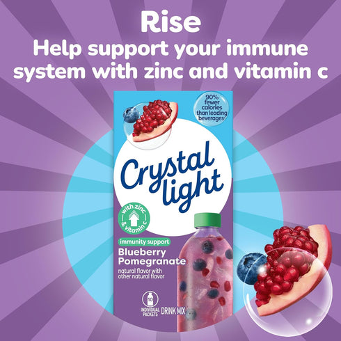Immunity .07 oz Packets, 10 Crystal Light Support Blueberry Pomegranate naturally flavored with other natural flavor
