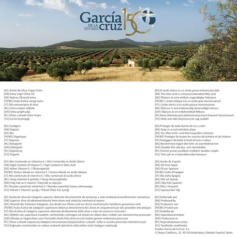 250 ml GARCA DE LA CRUZ - Organic Extra Virgin Olive Oil, Variety Picual, Single Varietal, Smooth Body, Balanced
