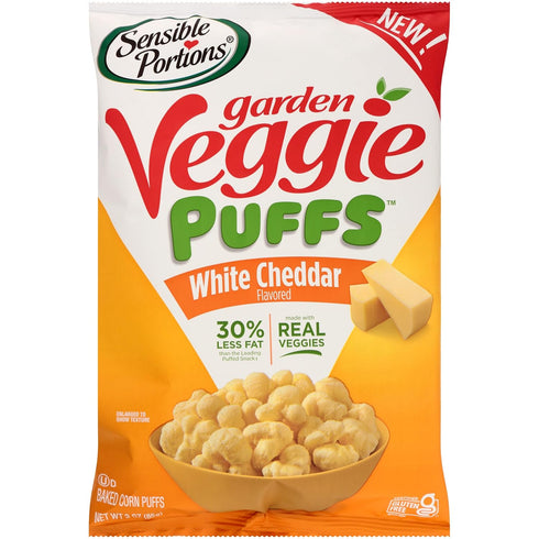 Sensible Portions Garden Veggie White Cheddar Flavored Baked Corn Puffs, 3 oz