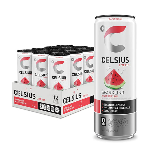 CELSIUS Sparkling Watermelon, Sugar Free Energy Drink, 12 Fl Oz (Pack of