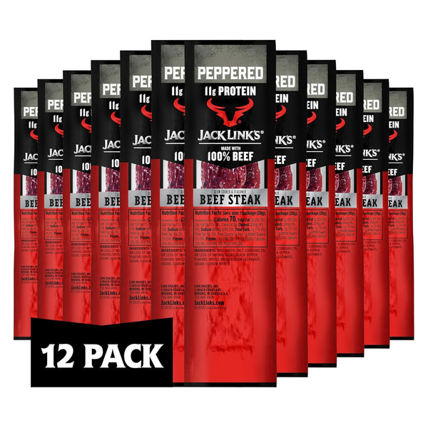 Jack Link's Beef Steak, Peppered - Protein Snacks, Meat Snack with 11g