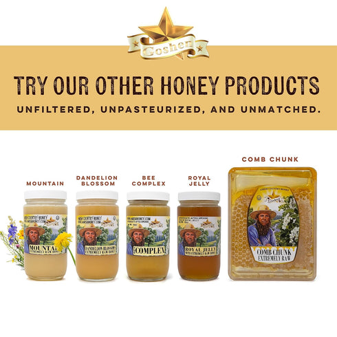 Country 454g/16Oz Goshen Honey Extremely Raw Buckwheat Dark Honey - Unfiltered, Unprocessed, Pure & Natural from Amish
