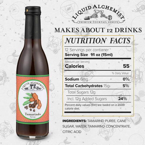 Liquid Alchemist Tamarind Syrup for Cocktails - Perfect Spicy Margarita Mix with Fresh Tamarind Puree - 12 oz