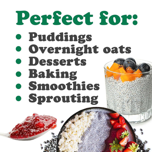 5 Food to Live - Black Chia Seeds, Pounds - Whole, Sproutable, Vegan, Kosher, Keto, Sirtfood, Bulk. Rich in Essential