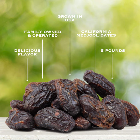 (5 lbs) Traina Home Grown California Sun Dried California Medjool Dates - Healthy, No Added Sugar, Non GMO, Gluten
