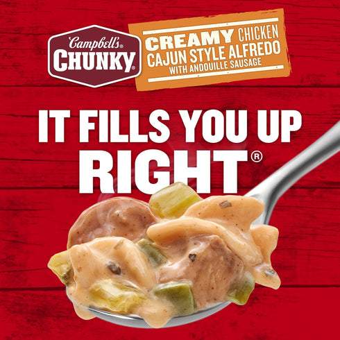 18.8 oz (Pack 2) Campbell's Chunky Creamy Chicken Cajun Style Alfredo With Andouille Sausage Soup, Can