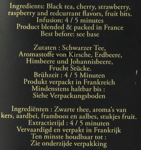 Dammann 3.52 Freres Loose Leaf, Quatre Fruits Rouges, Premium Gourmet French Black Tea, Blend Strawberry, Cherry