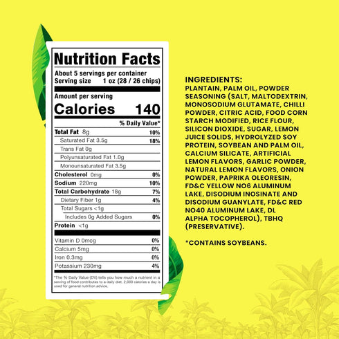 5.3 oz (Pack 12) Zambos Chile Limn Plantain Chips, Crunchy Snack, Gluten Free Bold Chili Lime Flavor