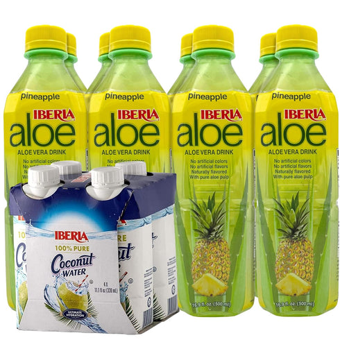 Iberia 100% Natural Coconut Water 11.1 Oz (Pack Of 4)+ Iberia Aloe